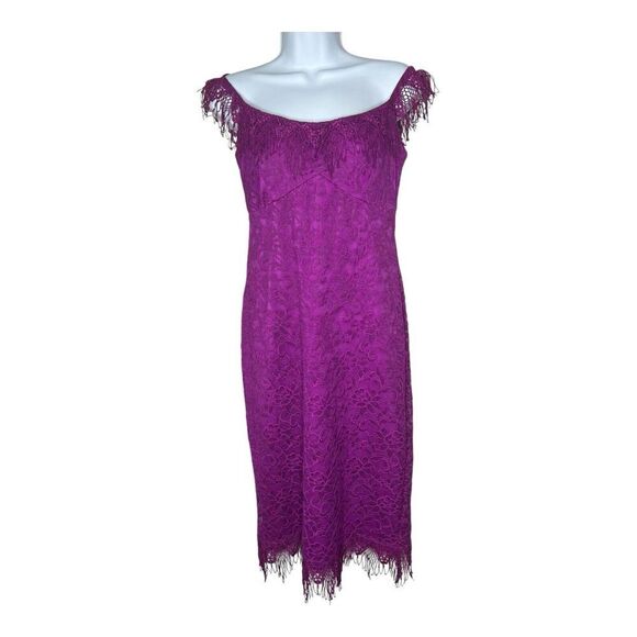 Vintage Nicole Miller Dress Womens Size 6 Lace Crochet Shift Cocktail Party - Picture 1 of 16